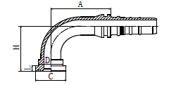 90° SAE 法蘭 3000 PSI