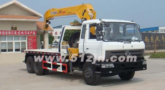 供應(yīng)東風(fēng)后雙橋平板清障車（帶8-12噸隨車吊）_道路清障車_清障車