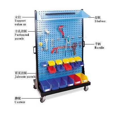雙面物料整理架，移動整理架，工具掛板架，料盒掛板架