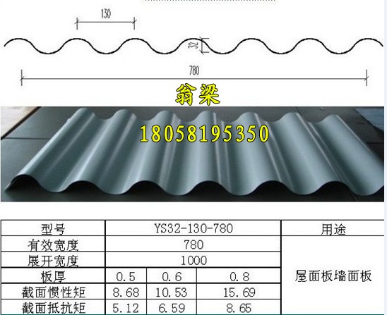 YS32-130-780彩涂板彩鋼波浪板彩鋼板