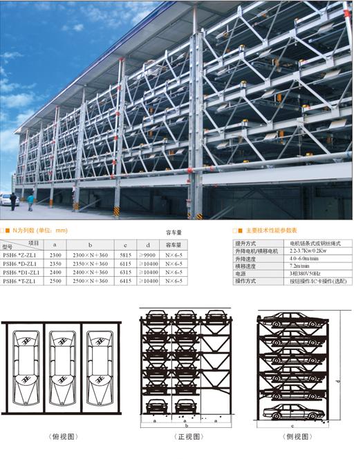 升降橫移地面六層式停立體車庫