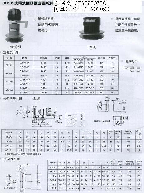 皮帶式無(wú)級(jí)變速機(jī)AP-124-MAT/P-124-MAT