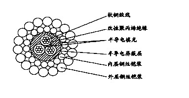 W3BP-8.00mm三芯改性聚丙烯絕緣雙鋼絲鎧裝承荷探測電纜