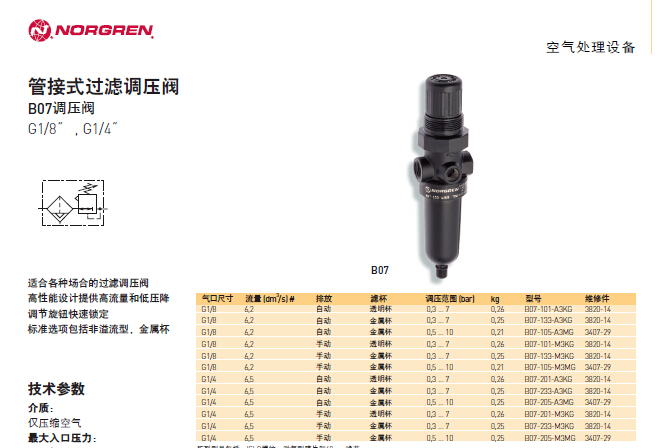 諾冠B07-205-A3MG 英國諾冠 B07系列調壓閥