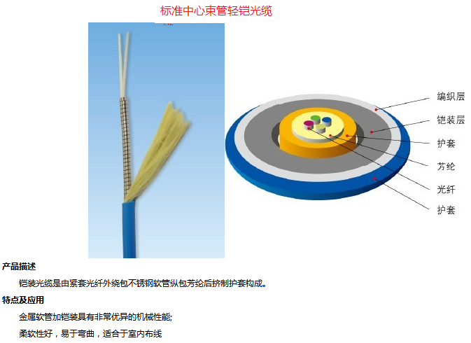 標準中心束管式輕鎧光纜-GYXTW