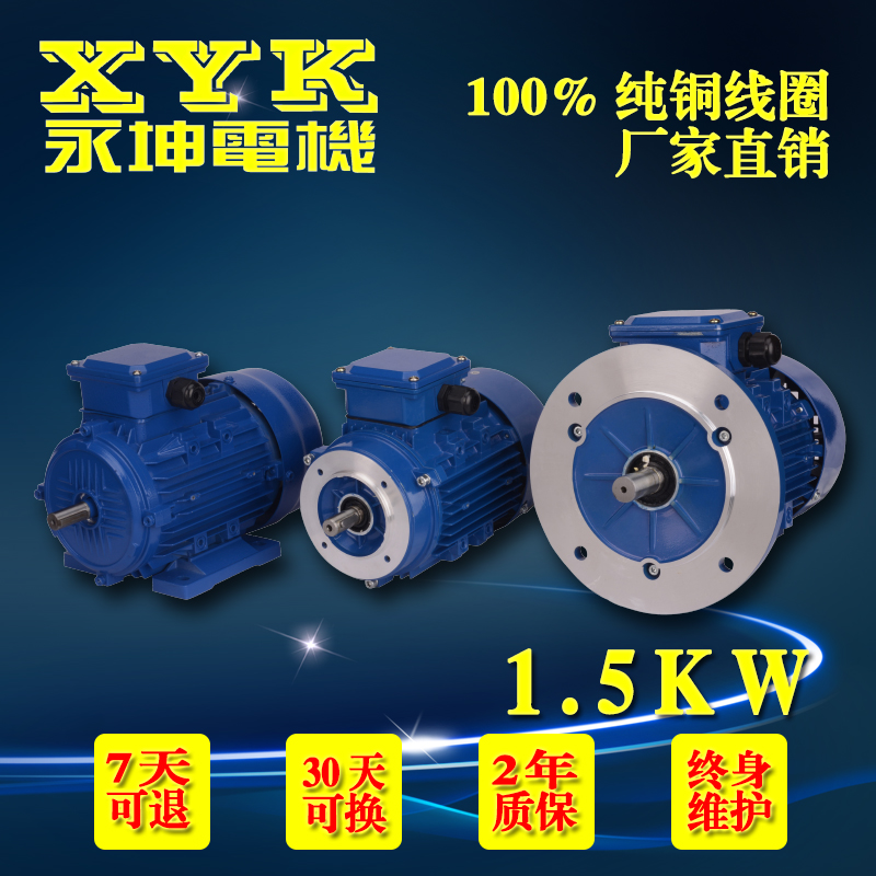 直銷臺(tái)灣永坤正品三相異步電動(dòng)機(jī)YX3-90S-2立式2極1.5KW鋁殼電動(dòng)機(jī)包裝