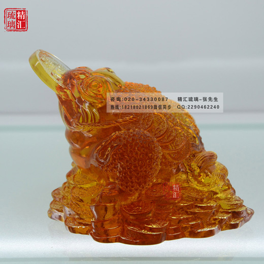 金蟾琉璃擺件禮品，商務(wù)擺件琉璃紀(jì)念品，廣州琉璃工廠