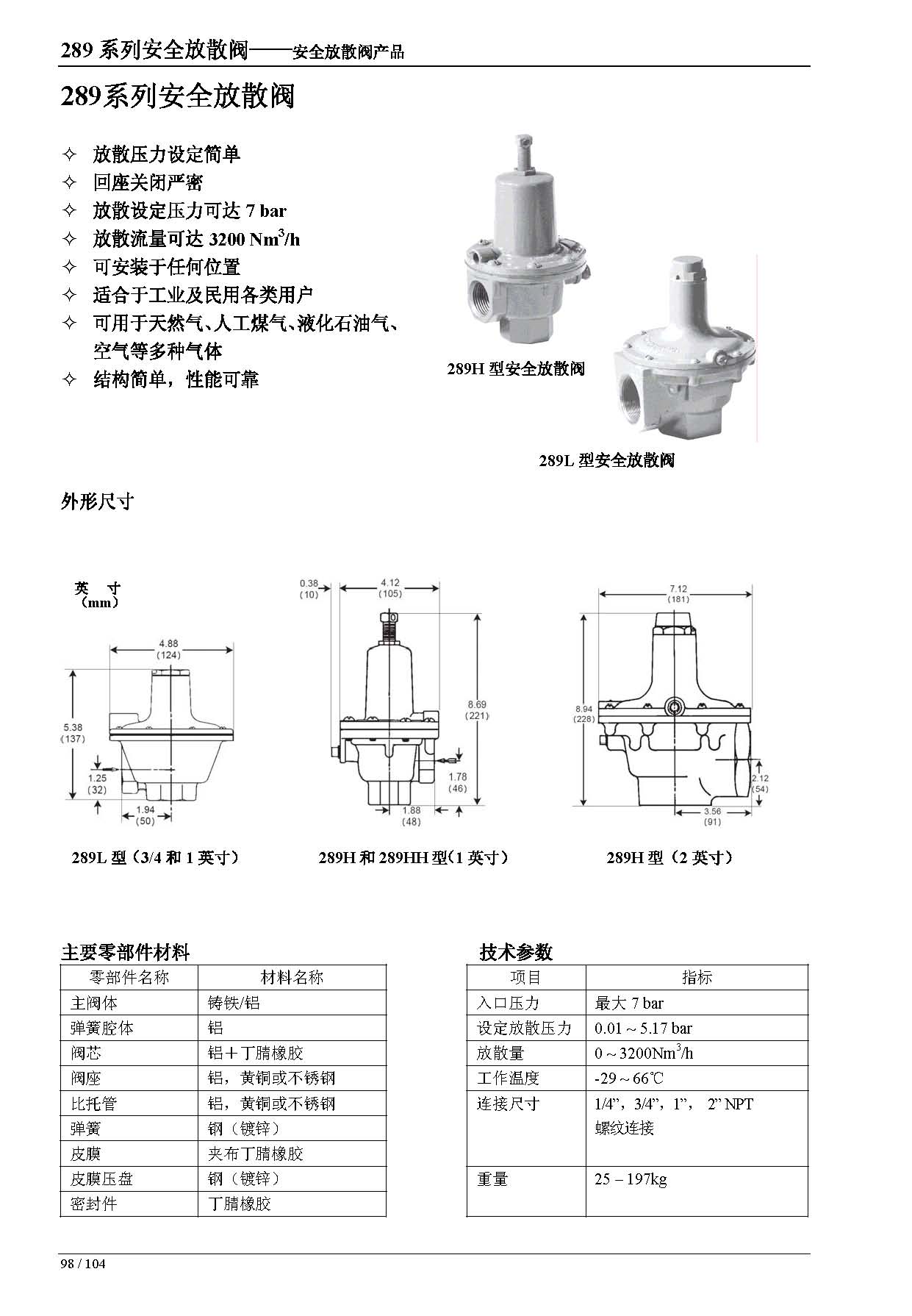 美國費(fèi)希爾289放散閥289L安全閥DN25螺紋連接減壓閥