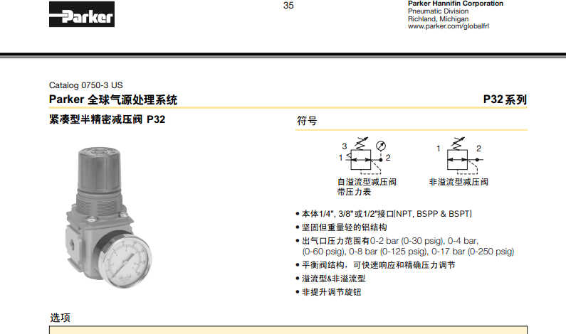 美國(guó)派克Parker減壓閥/緊湊型精密減壓閥，派克精密減壓閥