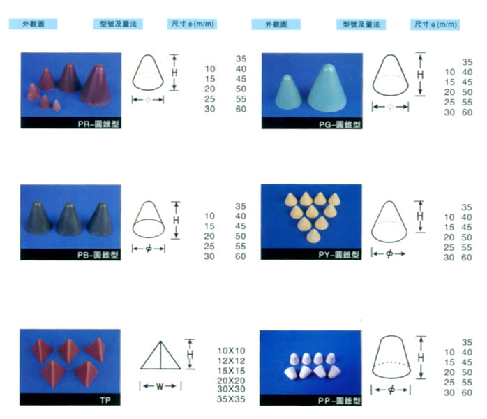 塑膠圓錐形振動研磨石塑膠三角形研磨石