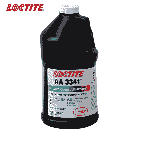 樂泰loctite3341光固化瞬間膠低粘度UV膠塑膠PVC醫(yī)療用膠發(fā)熒光