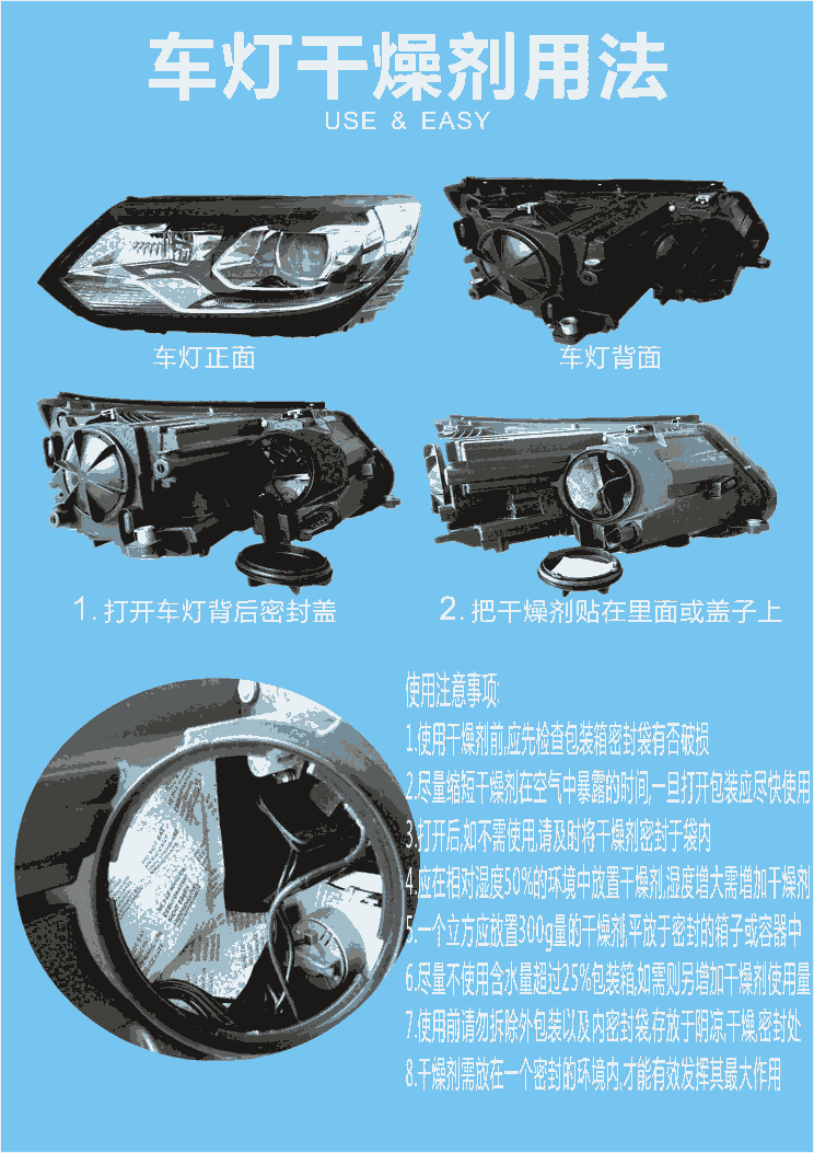 廣東佛山惠源汽車車燈 摩托車大燈 新能源電車LED燈專用干燥劑