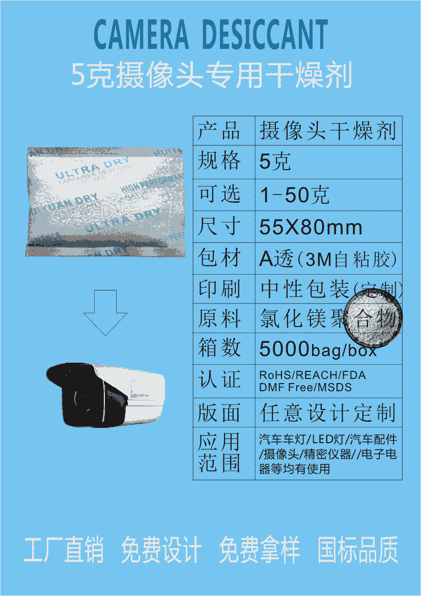 攝像頭干燥劑/安防干燥劑/汽車大燈干燥劑/LED燈干燥劑惠源干燥劑-免費(fèi)取樣