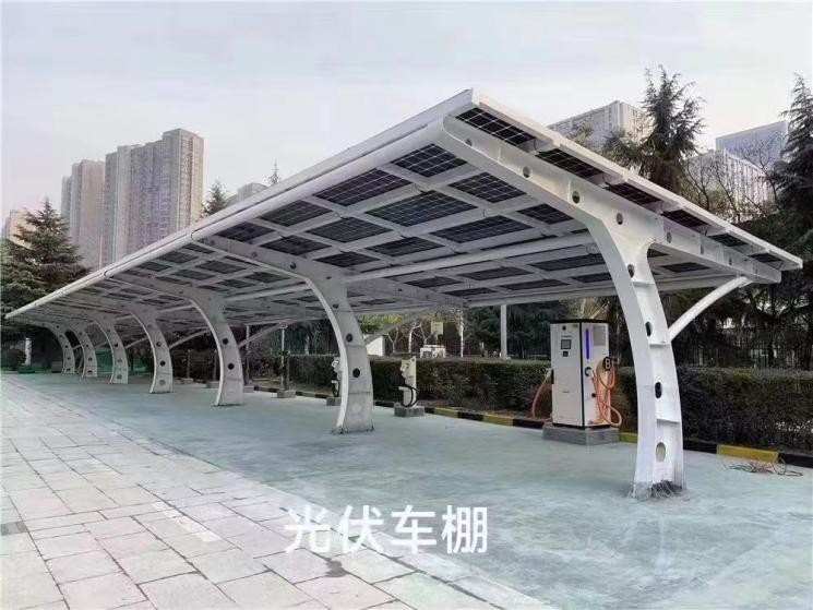 光伏板停車棚廠家充電樁車篷膜結(jié)構(gòu)車棚耐力板遮陽棚電動自行車蓬