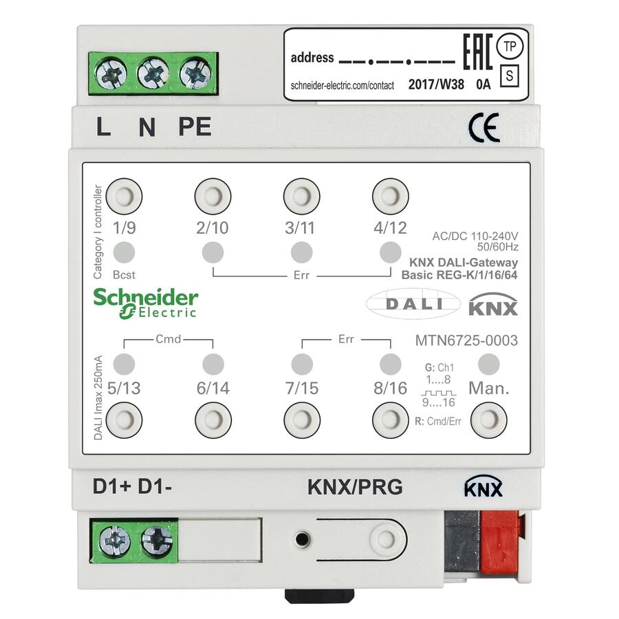 MTN6725-0004 KNX DALI網(wǎng)關(guān) 施耐德莫頓燈控系統(tǒng)KNX總線協(xié)議