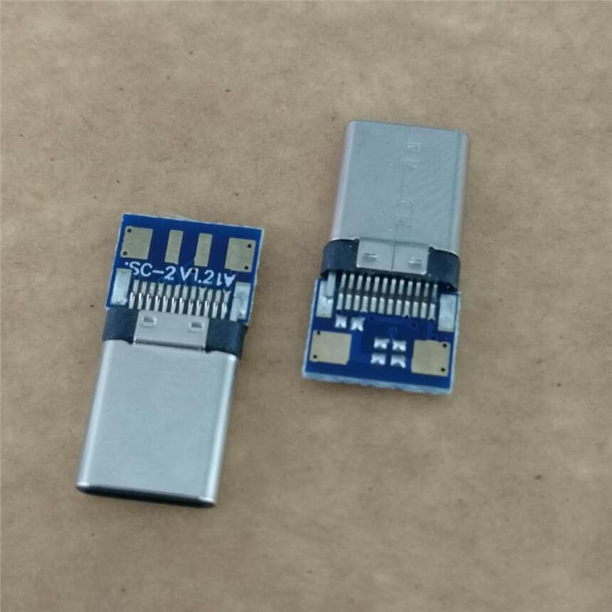 USB 3.1 TYPE-C 24P夾板公頭 帶PCB板 四個(gè)焊盤 帶充電數(shù)據(jù)功能