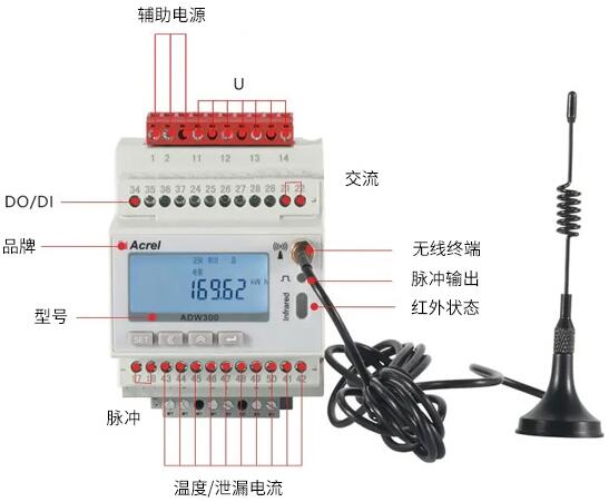 安科瑞物聯(lián)網(wǎng)電表ADW300W/C 無線計量儀表 外置開口互感器