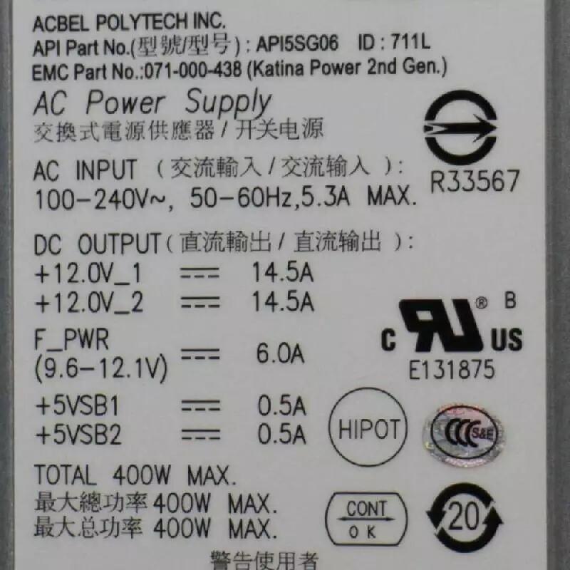 MA01772 API5SG06 071-000-438 DAE3P 存儲(chǔ)柜擴(kuò)展柜電源