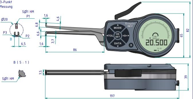 德國kroeplin三點式內測卡規(guī)L210P3，測量范圍：10-20mm