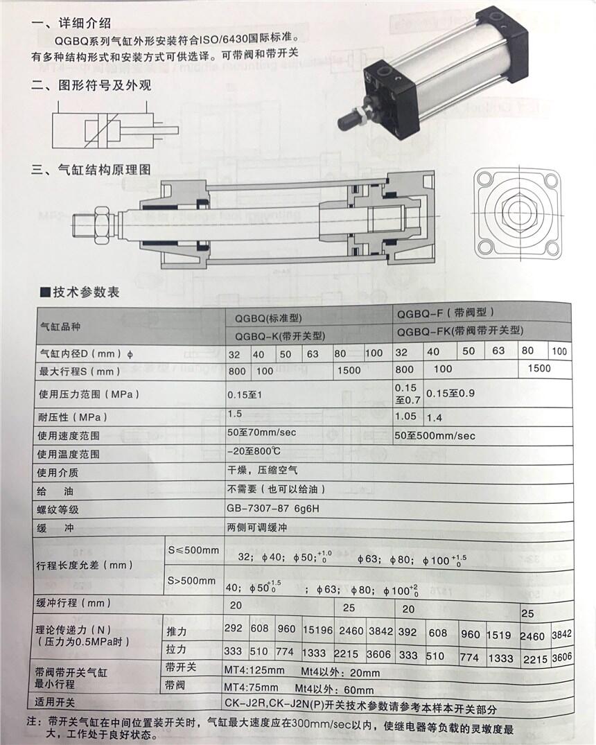 濰坊QGAII400*1600,無緩沖氣缸廠家直銷