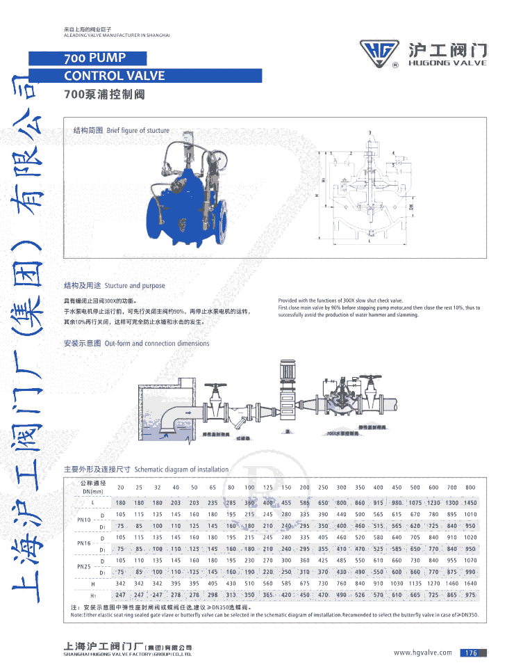 水泵控制閥700X DN80泵浦控制閥上海滬工閥門廠（集團(tuán)）有限公司