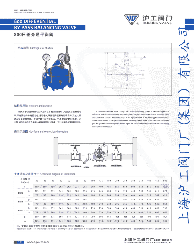 壓差旁通閥800X DN300壓差旁通平衡閥上海滬工閥門廠（集團）有限公司