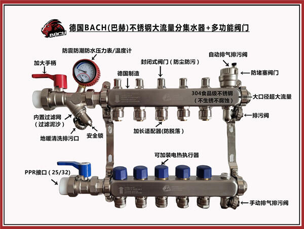 德國進口巴赫304不銹鋼大流量分水器，巴赫分水器，進口分水器，原裝進口分水器