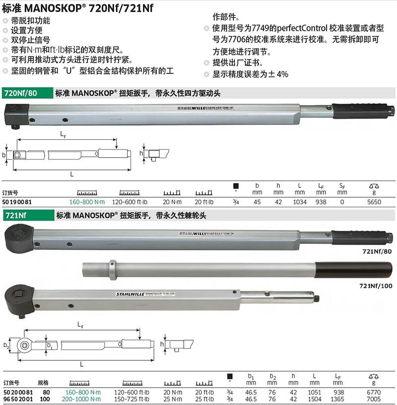 德國(guó)達(dá)威力STAHLWILLE扭矩扳手：720Nf