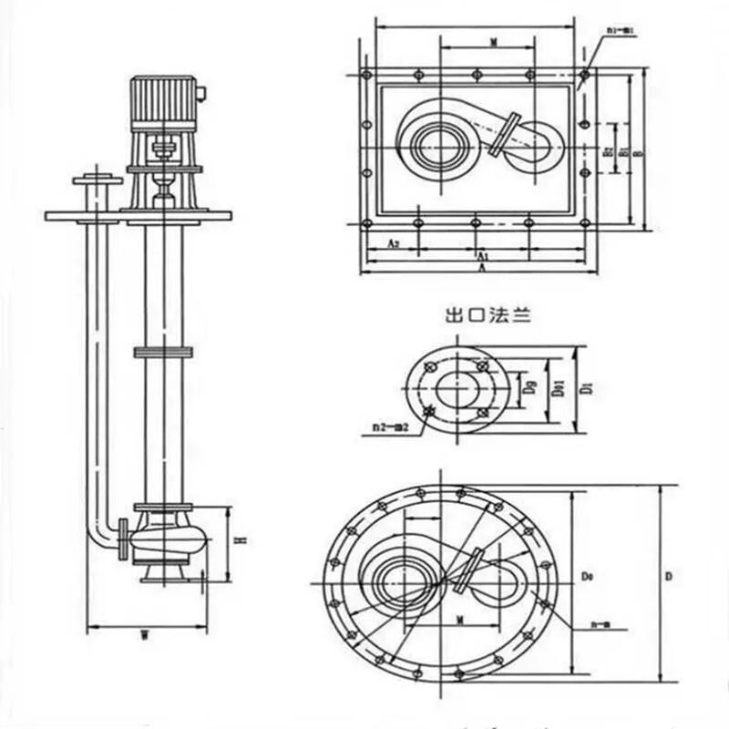 武鄉(xiāng)耐酸化工液下泵安裝圖解32mm口徑立式污水泵
