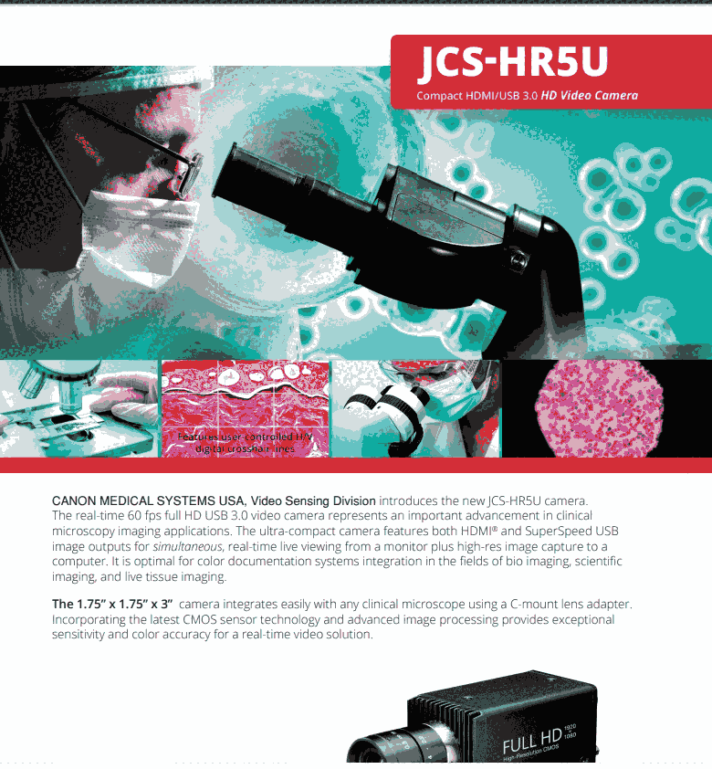 佳能生物顯微鏡USB/HDMI接口相機(jī)JCS-HR5U現(xiàn)貨經(jīng)銷商價格