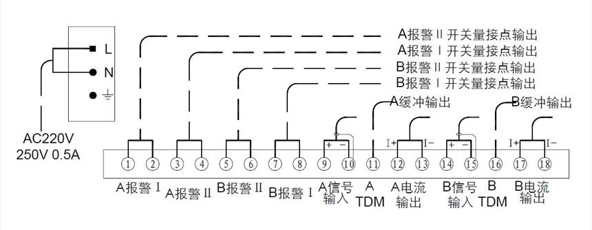 江陰眾和CZJ-B3G型振動監(jiān)視儀表接線圖