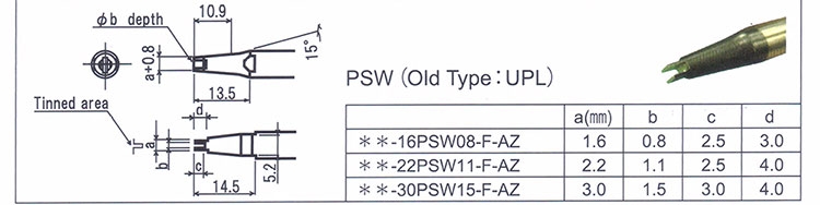 凹槽烙鐵頭DS-16PSW08-F-AZ阿波羅APOLLO拖焊型