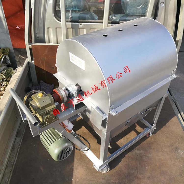 100型電加熱全自動(dòng)花生藥材炒料機(jī)  小型滾筒炒花生機(jī)