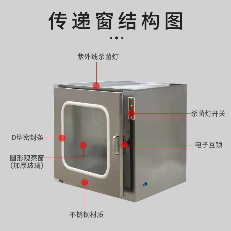 新疆哈密地區(qū)廠家定制304不銹鋼傳遞窗手術(shù)室機(jī)械連鎖紫外線消毒傳遞窗