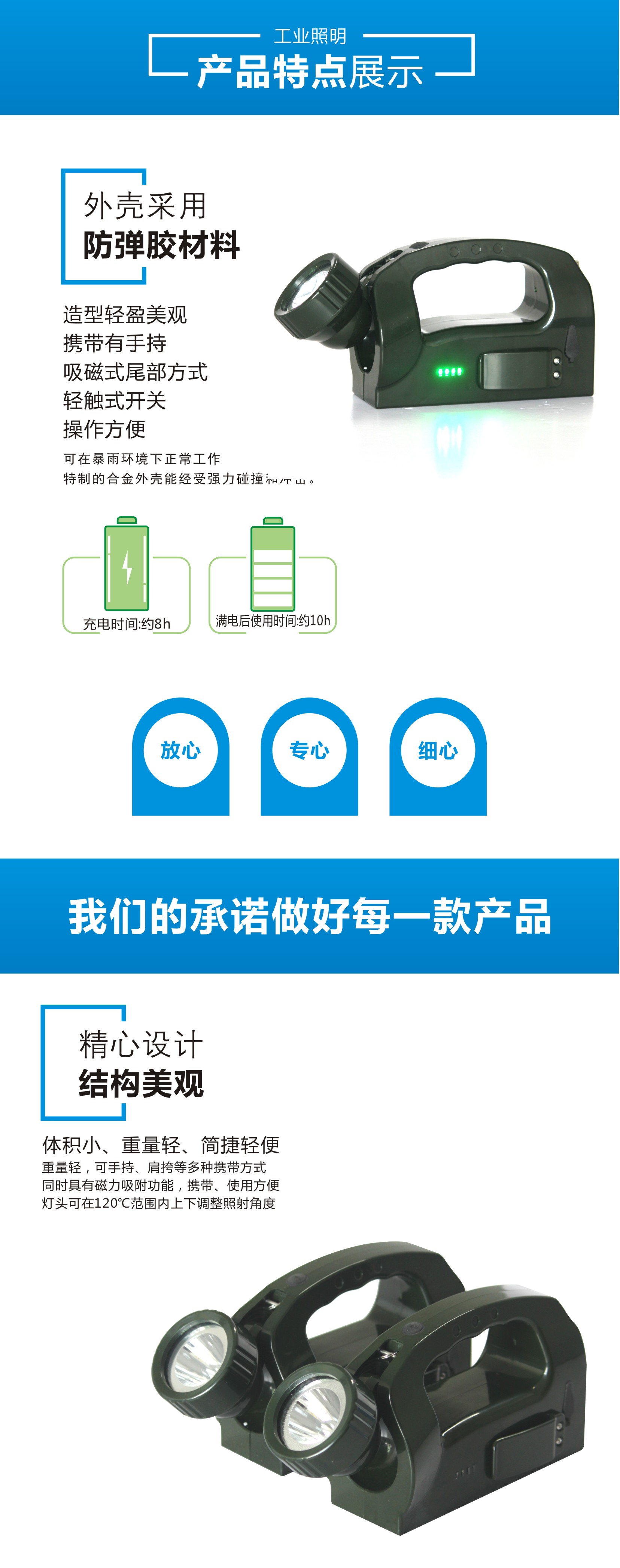 充電巡檢強光燈3W手提應急工作燈XCL6021