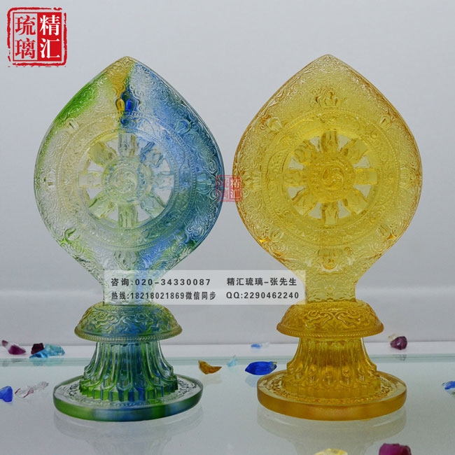 佛教用品批發(fā)，琉璃法輪廠家直銷，廣州琉璃生產(chǎn)廠家