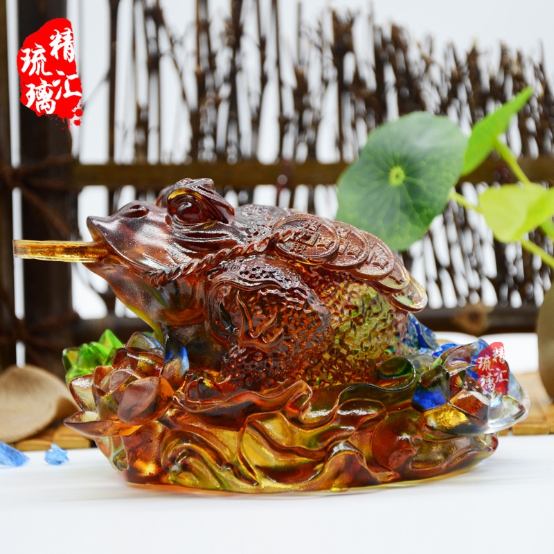 招財(cái)金蟾琉璃擺件紀(jì)念品 廣州琉璃紀(jì)念品 風(fēng)水?dāng)[件禮品定做