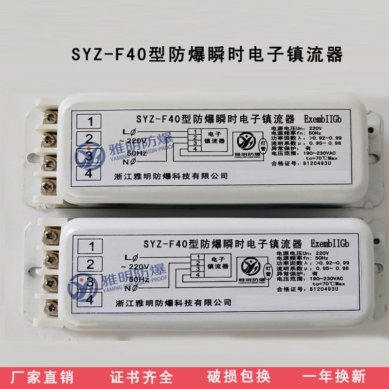 SYZ-F40防爆瞬時(shí)鎮(zhèn)流器 SYZ防爆瞬時(shí)電感鎮(zhèn)流器