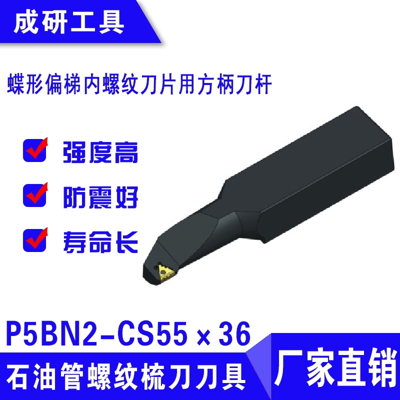 石油管螺紋刀具偏梯內(nèi)螺紋刀片用方柄刀桿P5BN2-CS55×36