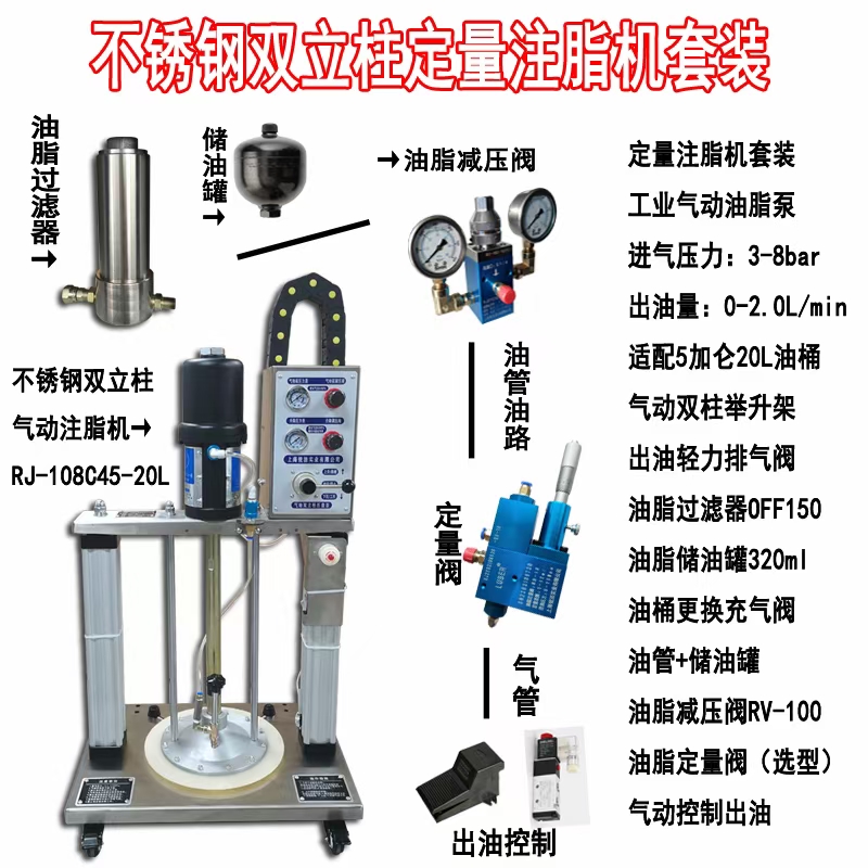 銳潔氣動黃油機標(biāo)準(zhǔn)桶定量涂油機現(xiàn)貨充足