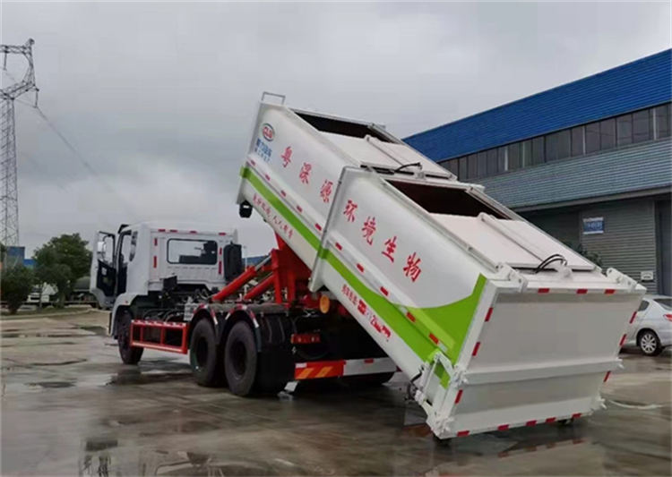 東風(fēng)天錦勾臂污泥車可自卸后傾翻卸料車廂可卸式垃圾清運(yùn)車