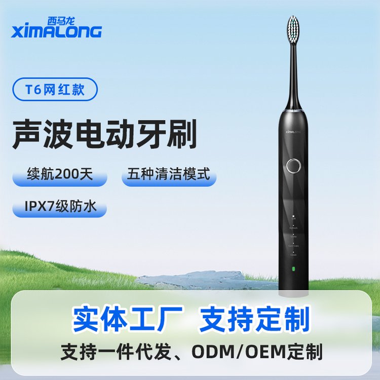 西馬龍新款黑色創(chuàng)新電動(dòng)牙刷加工定制生產(chǎn)廠家