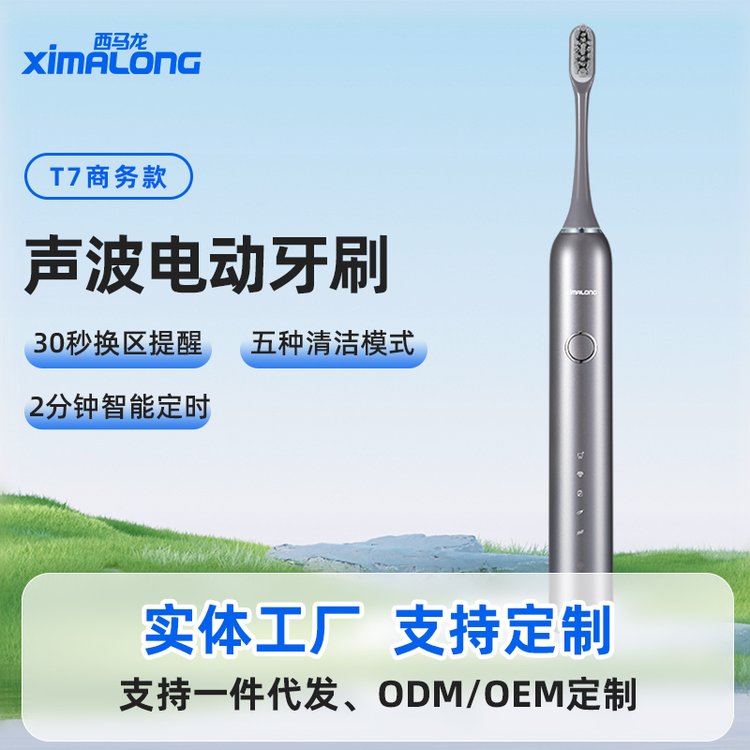 電動(dòng)牙刷成人款定制加工西馬龍銀灰色商務(wù)款電動(dòng)式牙刷廠家