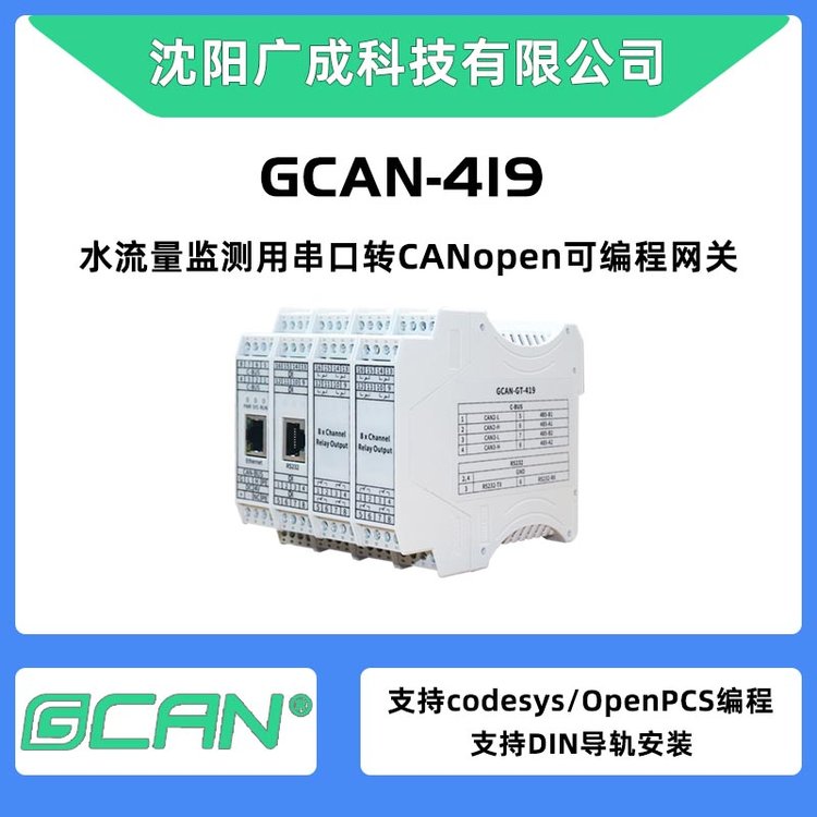 廣成科技水流量監(jiān)測用串口轉(zhuǎn)CANopen可編程網(wǎng)關(guān)GCAN-419