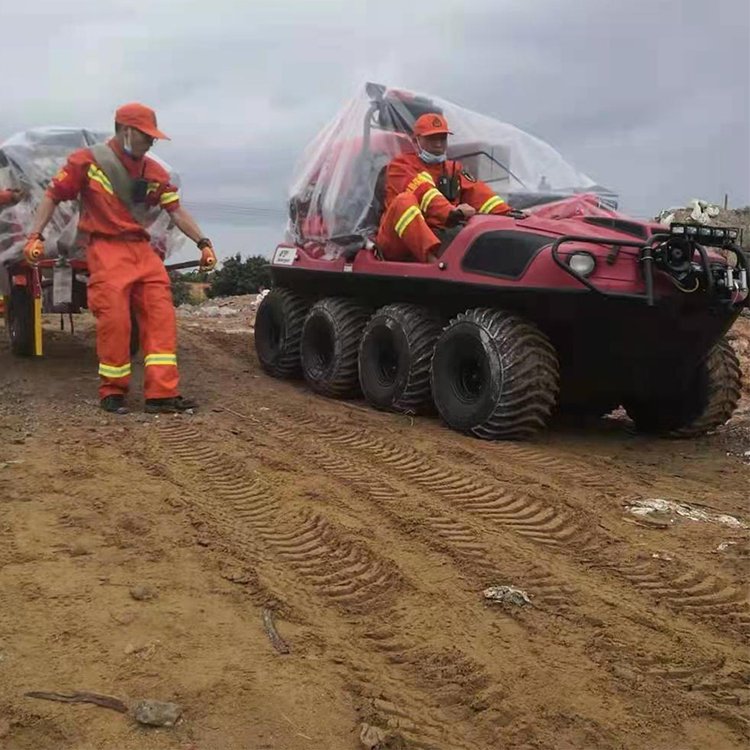 八輪水陸兩棲全地形機器人水陸兩棲車承重強抗洪搶險車效率高