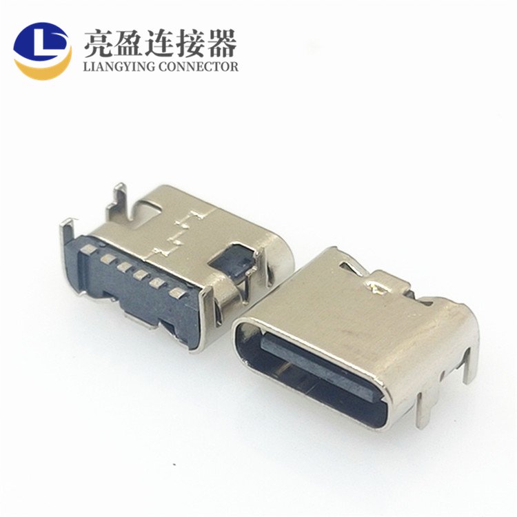 USB連接器TYPE-C插板母座6P單排貼片L=6.5-6.8MMtype-c母座