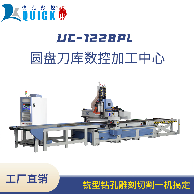 快克數(shù)控UC-1228圓盤換刀加工中心衣柜柜門銑型開料機(jī)