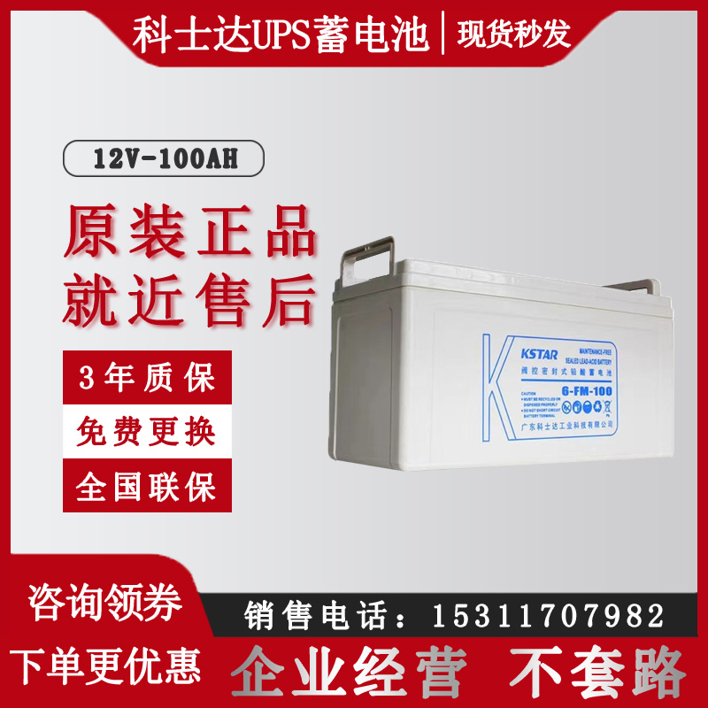 科士達(dá)12V100AH6-FM-100免維護(hù)鉛酸蓄電池機(jī)房專用