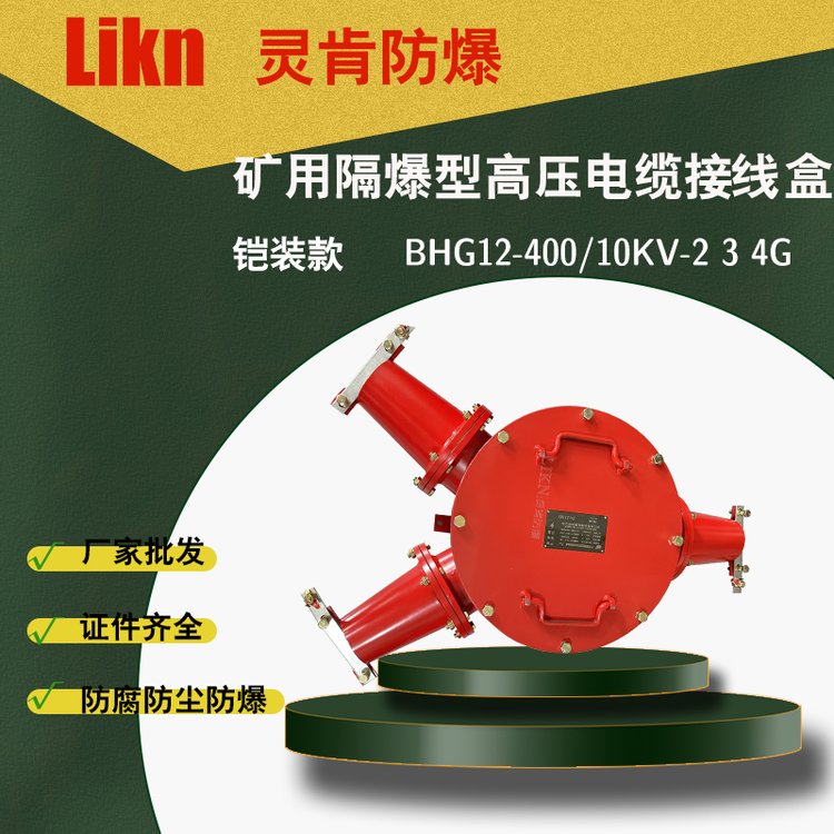 鎧裝款礦用隔爆型高壓電纜接線盒BHG1-400\/10KV-2G3G防爆分線盒