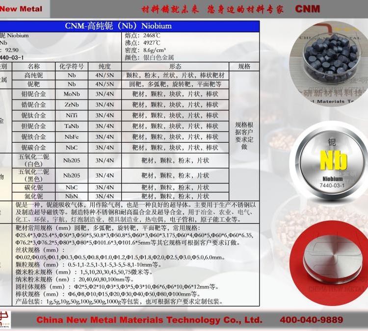 【雙十一活動(dòng)】鈮靶鈮進(jìn)口原材料濺射靶材7440-03-1Nb中金研